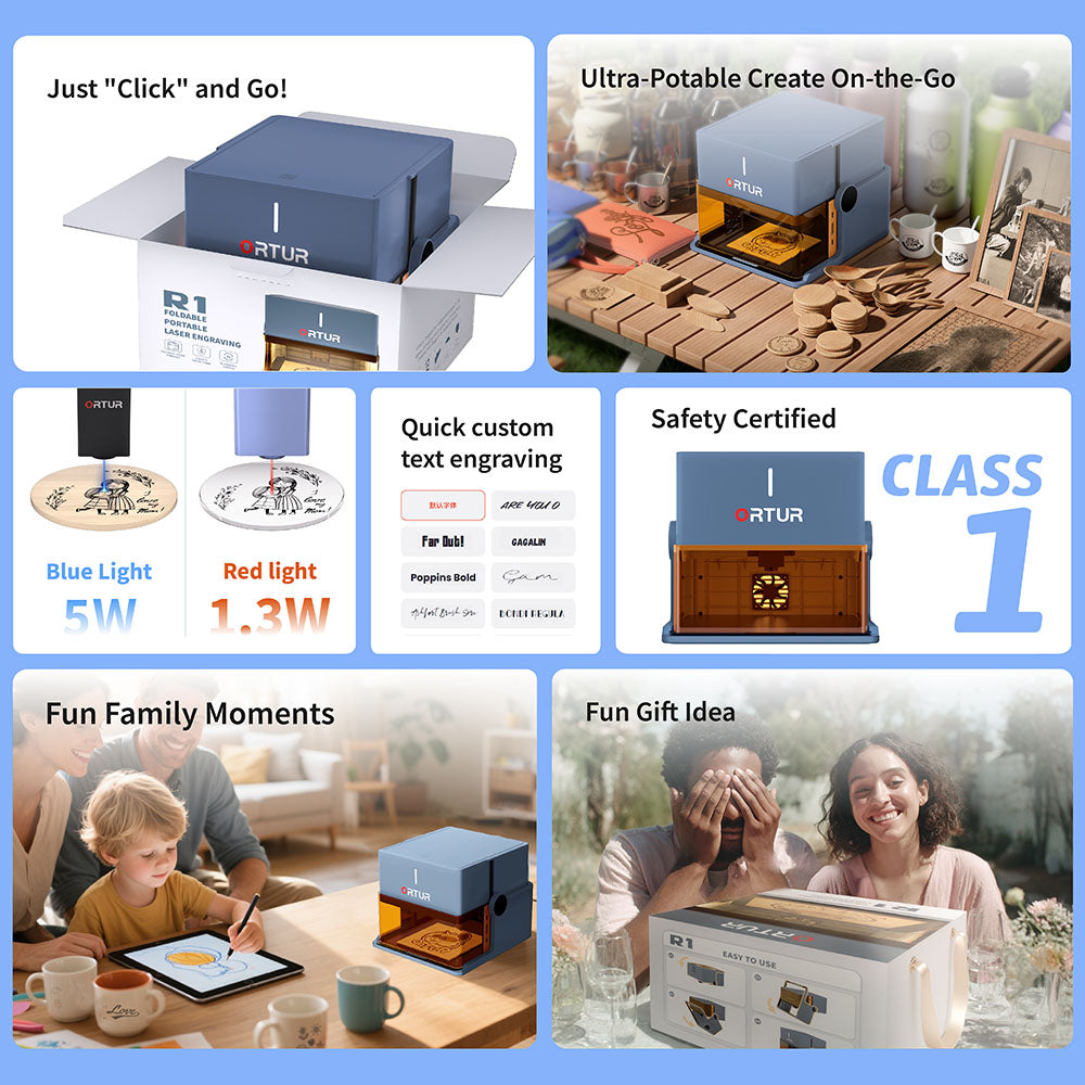 ORTUR R1 Portable Laser Engraver - Compact, Easy to Carry for DIY Projects, Home & Beginners