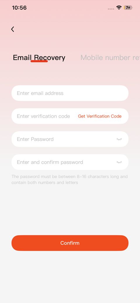 Password recovery page
