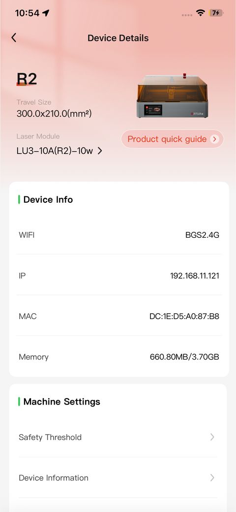 Device details page