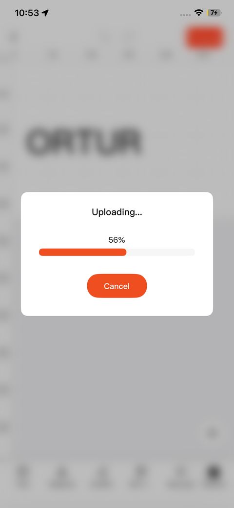 Upload progress page