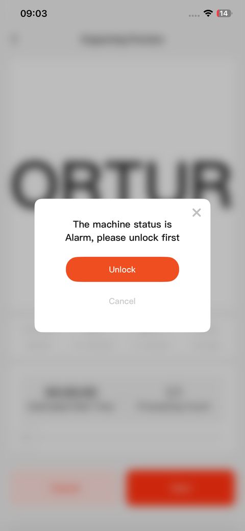 Unlock Alarm dialog